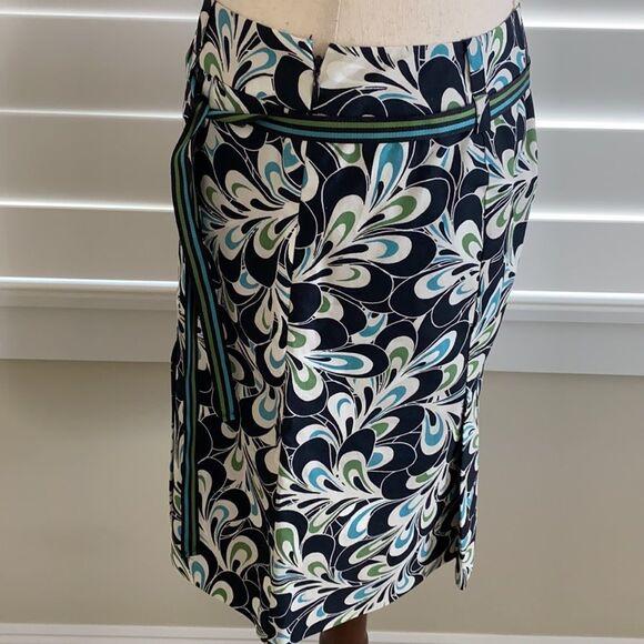 Sz 0 Ann Taylor LOFT abstract print A-line pleated skirt - Picture 5 of 8